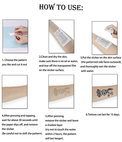 Полупостоянная Стикер с татуировка, Водоустойчива и устойчива на 1-2 седмици, Реалистични Фалшиви рисунки от хартия