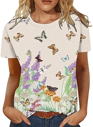 Ежедневни Блузи за момичета, Лято-Есен, през Цялата Деколте с Къс Ръкав и Принтом Пеперуди, Върхове Свободно, Намаляване,