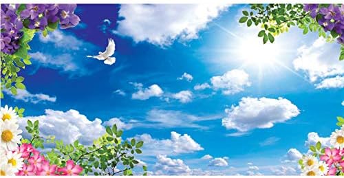 Yeele 12x6ft Пролетно-Летния Инфинити Фон за Снимки Натурален Цвете Зелен Лист Бял Гълъб Гълъб в Синьото Небе,