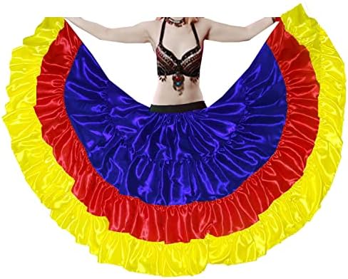 Права Мерсерная Сатен Пола 25 Ярда, Многоцветен Облекло За Танци, Дамски Дълга Пола На Племето S31