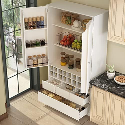 AIEGLE Голям Кухненски шкаф за съхранение в Помещение, Кухненски шкаф с височина 72 инча, с две врати Универсален