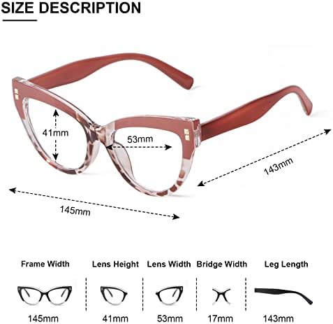 KPHPH Cateye Blue Light Блокер Очила Модни Рамки За Очила с Анти-UV Прозрачни Лещи за Жени
