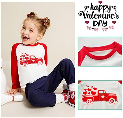 DDSOL/ Тениска за малки Момчета и Момичета на Свети Валентин, Унисекс, Raglan, Тениски с дълъг ръкав с надпис Сърцето