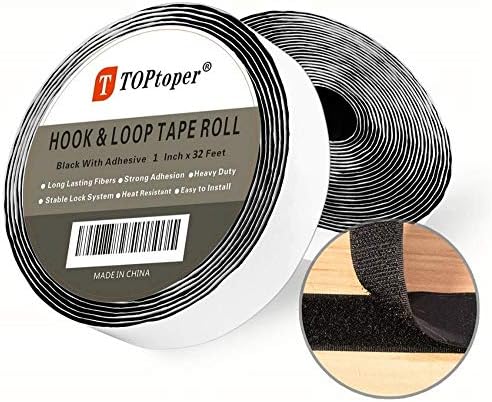 Ролка лента с размери 1 инч х 32,8 Фута от самозалепващо се тиксо TOPtoper Hook and Loop Roll Tape (Черен)