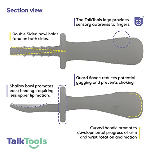 TalkTools Itsy Tiny Silicone Spoons – Две опаковки Меки силиконови Тренировъчни лъжици за самостоятелно хранене