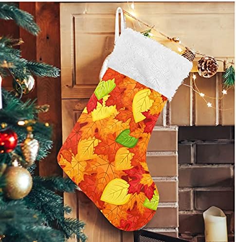 Коледни Чорапи ALAZA, Многоцветни Есенни Кленови Листа, Класически Персонализирани Големи Чулочные Украса за Семейни