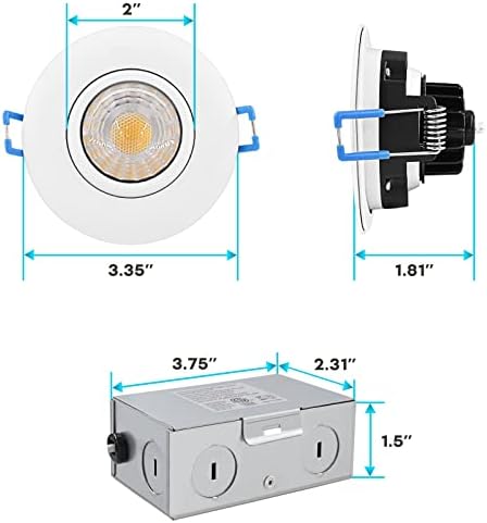 LUXRITE 3-Инчов-вградени led лампа на карданном спирането с разпределителна кутия, в цвят по избор 5CT, 2700 ДО-5000 К, Въртящи