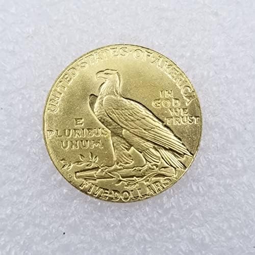 Старинни Занаяти 1908 D Версия на Американския Половинный Орел 5 долара в Златни Монети Чужд Сребърен Долар