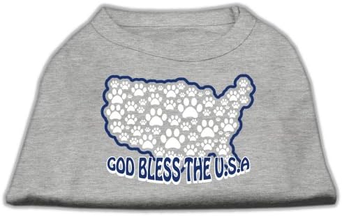 Mirage Pet Products 12-Инчови Тениски с Трафаретным принтом Бог да Благослови САЩ за домашни любимци, Среден, Сив