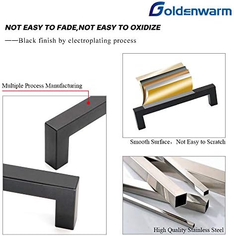 goldenwarm 5 Опаковки 18-инчови Черни Дръжки на гардероба и 5 Опаковки Т-образни дръжки чекмеджета