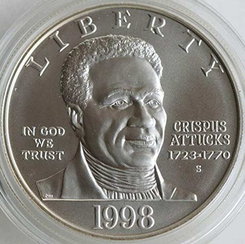 Незабравим Сребърен Долар 1998 г., Black Revolutional War Patriots BU Silver Dollar - Gem Brilliant Без лечение - Монетен
