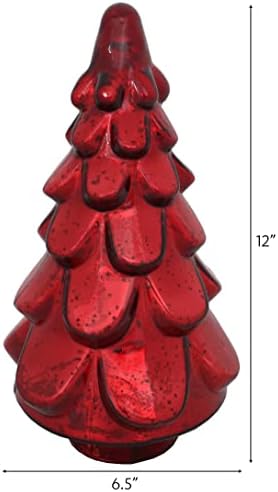 Комплект плот за Коледната елха с 2 НАЗЪБВАНИЯ 6.5 W x 12от Живачен стъкло ЧЕРВЕН цвят