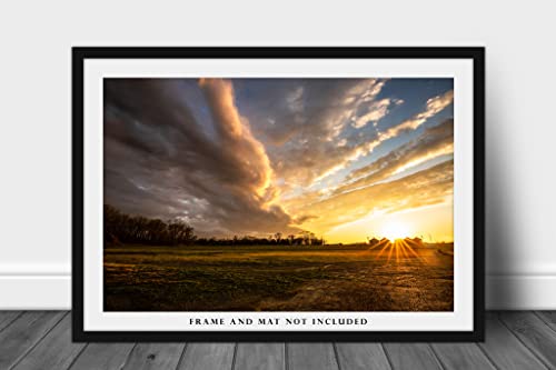 Южна снимка Принт (без рамка) Снимка на залез над фермите, когато буреносните облаци се разсейва в делтата на Мисисипи,