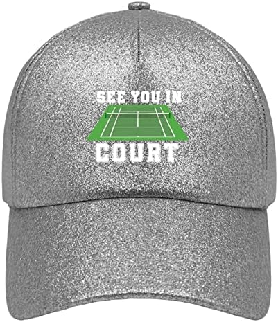 Тенис бейзболна шапка Seee You in Courtt Dad Шапка за Момче, Графични Дънкови Шапки, Регулируеми