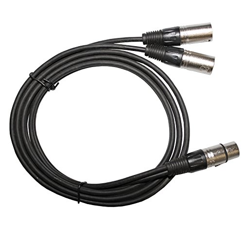 Сплитер кабел XLR Y: 3-пинов, черен (6 фута, от контакти 1 до 2 штекеров)