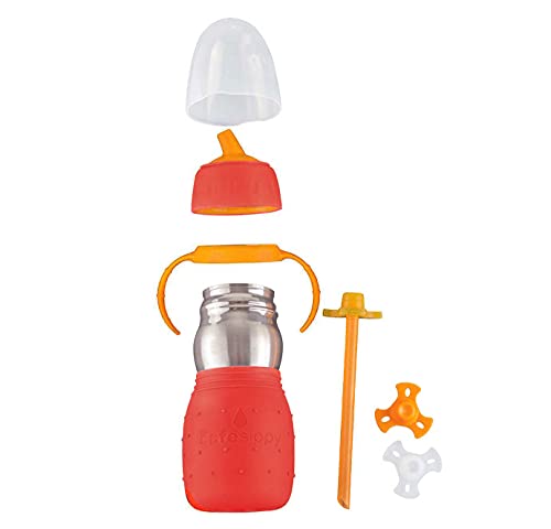 Kid Basix Safe Sippy 2, Чаша от неръждаема стомана за бебета / деца, С флип от капака или соломинкой, Могат да се мият
