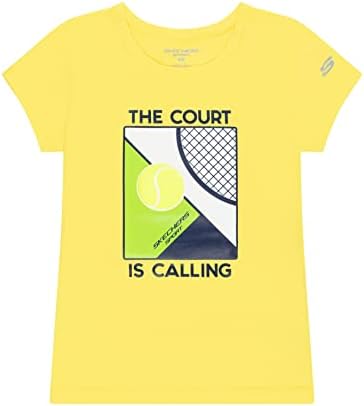 Тениска Skechers За момичета, комплект от 2 теми, Кратък Топ с цифри и Плиссированным Къс Ръкав, Комплект от