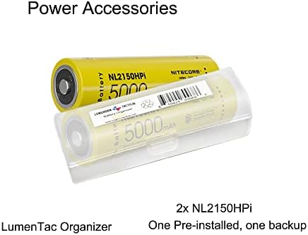 Фенерче Nitecore P35i LEP, която се презарежда чрез USB-C на 3000 Лумена, с две NL2150HPi и организатора LumenTac