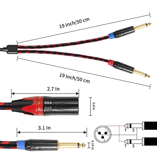 NCGGY XLR Съединители за Двойно 1/4 TS Моно Y-Разветвительному кабел, XLR Съединители за Двойно 6,35 мм TS Y-Адаптерному