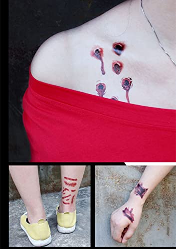 Cheeroyal 10 X Татуировки с Белези от Зомбита на Хелоуин, Етикети с Фалшива Кръв от Струпа, Подпори за грим, Специални костюми
