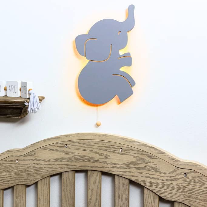 Lumipets Слон с Подсветка, лека нощ за детски, монтиран на стената, С осветление, Батерии, Облачен Светлинен