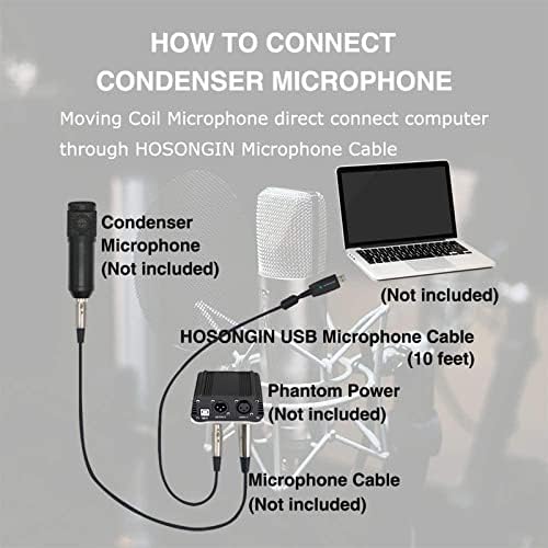USB Кабел за микрофон 6,6 Фута, HOSONGIN USB Конектор, за да свържете микрофона към XLR-конектора, Студиен