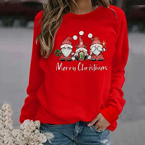 Грозна Коледна Риза, Дамски Hoody С кръгло деколте и Коледните принтом С дълги ръкави, Ежедневна Блуза, Пуловер,