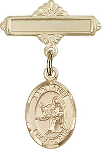 Детски икона Jewels Мания за талисман на Свети Апостол Лука и от полирана игла за бейджа | Детски иконата със златен