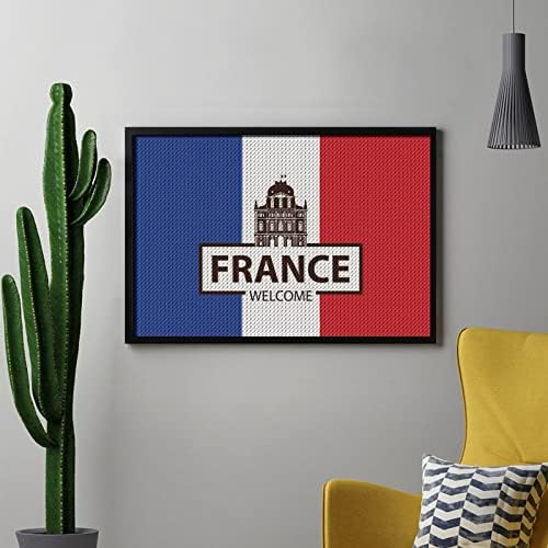 Франция Добре Дошли Флаг Диамантена Живопис Комплекти 5D направи си САМ Пълна Тренировка Планински Кристал Изкуство Стенен