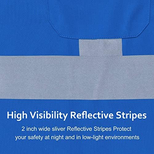 Светоотражающая Защитно Риза BLKNIGHTS Повишена Видимост за Мъже ANSI Class 2 За Строителни Работи Синя Риза с