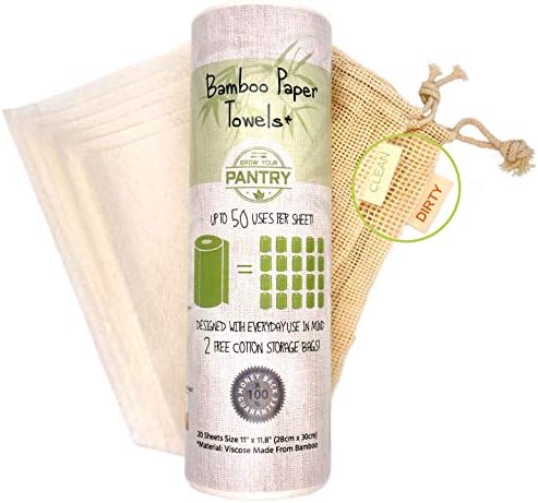 Бамбукови салфетки от Grow Your Pantry 1 опаковка - Екологично чисти, да се мие в колата и използвате многоразово - Идват с
