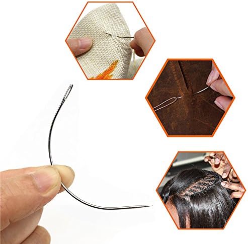 WIWAPLEX 20 Бр. Набор от игли за производство на перуки, Т-образни и C-образно Извита игла за Плетене на косата,