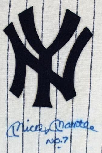 Майк в тънка Ивица с автограф от Мики Мэнтла № 7 Янкис PSA AI02332 от Mitchell & Ness - Тениски MLB с автограф