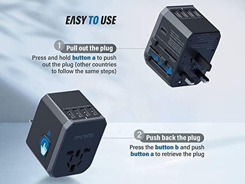 Универсален Адаптер за пътуване EPICKA One International Wall Charger AC Plug Adapter с 5,6 A Smart Power и
