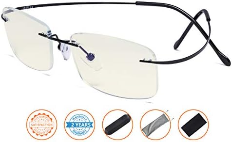 CessBlu Blue Light Блокер Очила за Жени, Мъже, Титанов Компютърни Ридеры Без Рамки, Защита От Uv Лъчи, Гъвкави