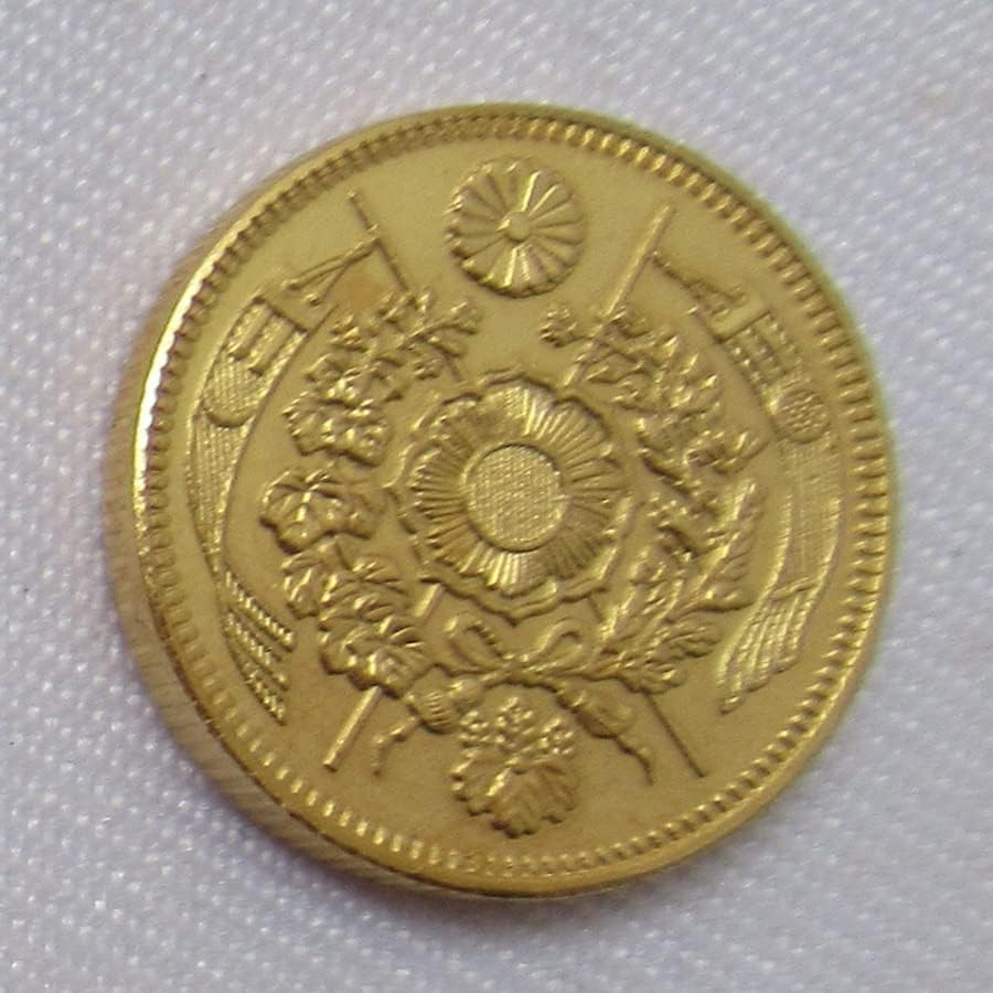Японска Златна Монета 2 Юана Мейджи 9-Годишната Позлатен Копие на Възпоменателни монети