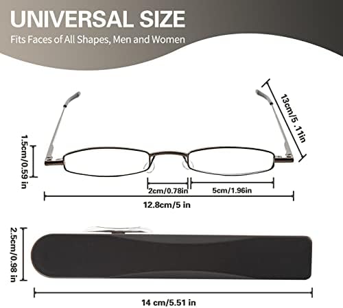 Очила за четене I-Mag Mini с Метален пружинным тръба на шарнирна връзка и С Трудно футляром (Черен, 1,50)