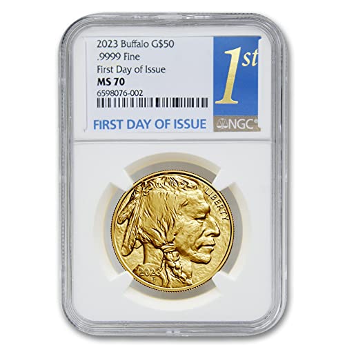 Монета MS-70 от американското злато Бъфало с тегло 1 унция 2023 година в кюлчета (Първия ден на издаване - тъмно