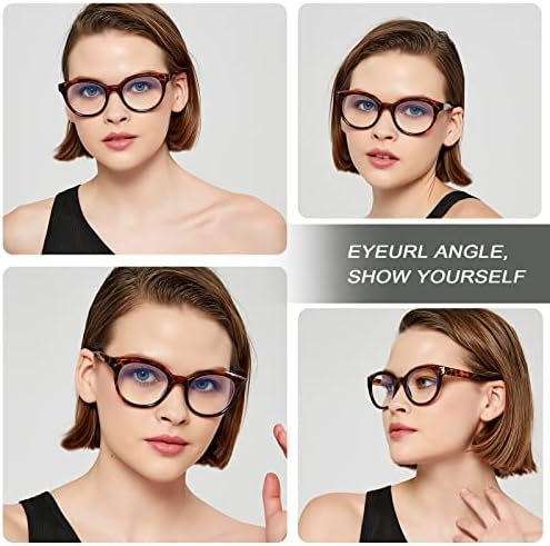 EYEURL 4 Опаковки Очила за четене, за Жени, Мъже, Реколта Очила За Четене, Анти-Синя Светлина, Блокиране на Компютърни Очила