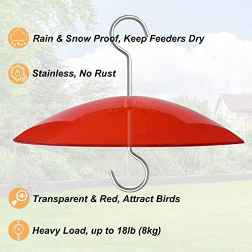 8 Мини-защита от атмосферни влияния, за хранилки за птици - Малък Защитен Купол От дъжд/Сняг / Слънцето - Червено