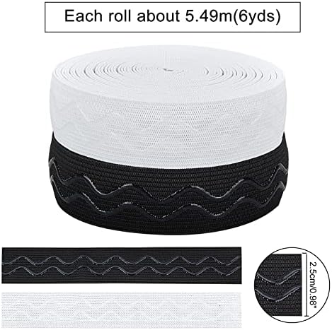 2 Ролка Неплъзгащи силиконовата гума, макара за бяло-черни еластични ленти 0,1 инча, Плосък колан с една