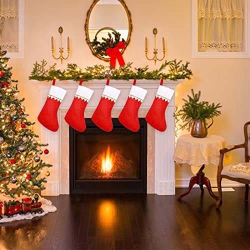 12шт 14-Инчови Коледни Чорапи с Букви, Супер Меки Коледни Чорапи, Големи Коледни чорапи (Розово, един размер)
