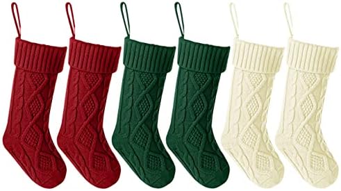 NEARTIME Classic 6 Опаковки Трикотажни Коледни Чорапи, Възли Чулочные Украса, Чорапи в селски стил за семейна почивка,