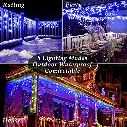 XURISEN 132 ft Коледни Светлини Украса за улицата, 1280 led 8 Режима Завеса Приказни Светлини с 240 капки, Plug
