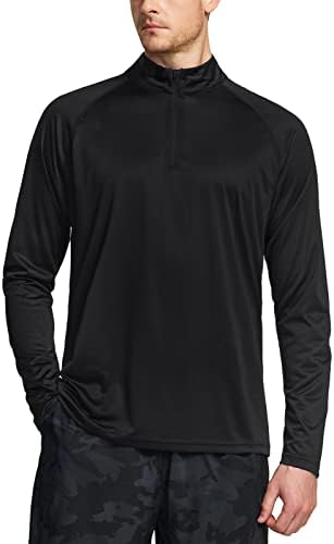 Мъжка риза с дълъг ръкав TSLA, Пуловер с цип 1/4 инча, Быстросохнущий Спортен Топ За бягане, Спортна Тениска с цип на четвърт
