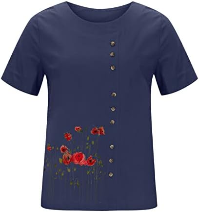 Камизола с Кръгло деколте, Дамски Къси Блузи с Къс Ръкав и Цветен Модел на Рози, Викторианска Блуза-Бюстие, Тениски За