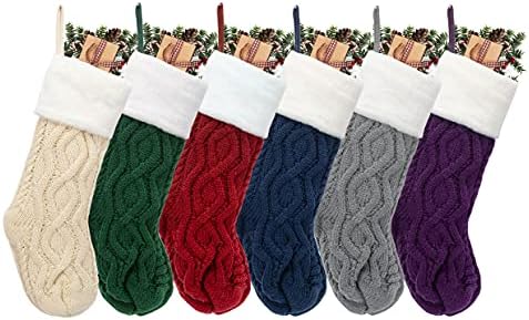 Коледни Чорапи GEX, 6 опаковки, 16 Инча, възли на Прочетеното, Класически Уникални Коледни Чорапи за Семейна Декор, Подвесное