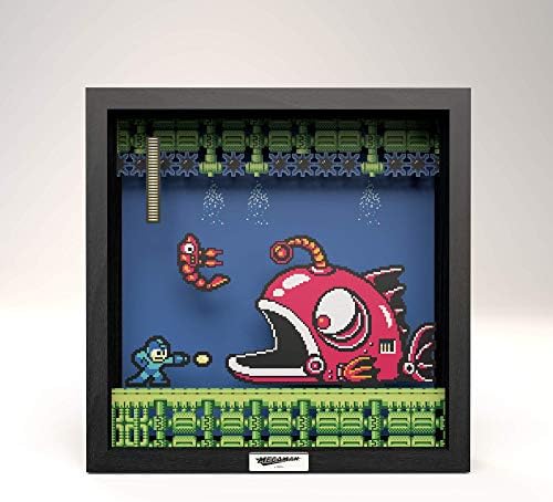 Пикселова рамка Level Up Labs: Megaman 2 - Риби-Фенер - 3D Сянка Кутия - Декор в Рамката за стените на Дома, Рафтове,