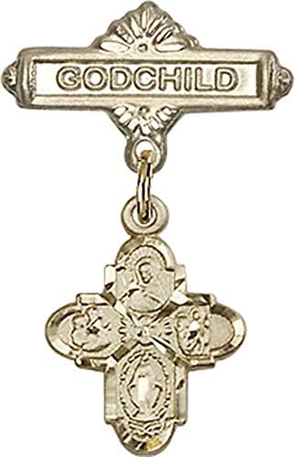 Иконата на детето Jewels Мания с 4, на трета страна чар и игла за икона Кръщелник | Икона детето си от 14-каратово