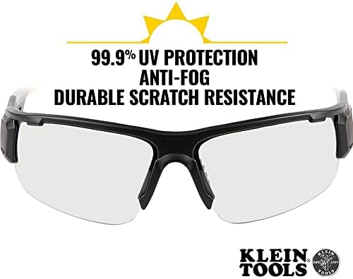 Защитни очила Klein Tools 60161, Професионални Защитни Очила от ЛПС с Полукадрой, Устойчиви на надраскване и запотеванию,